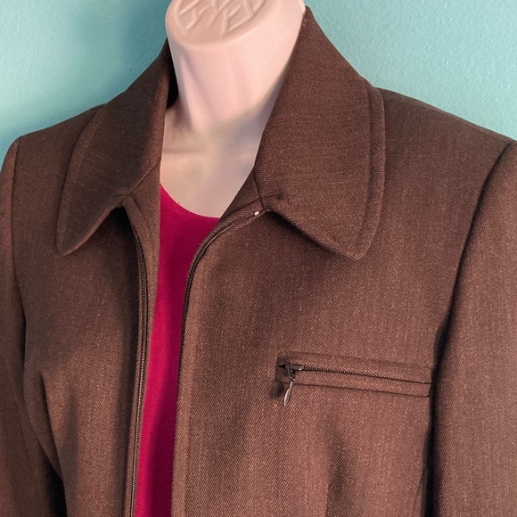 Teenflo Paris Judith & Charles Womens Size 8 Dark Gray Wool Zip Up Blazer Jacket - Picture 4 of 10